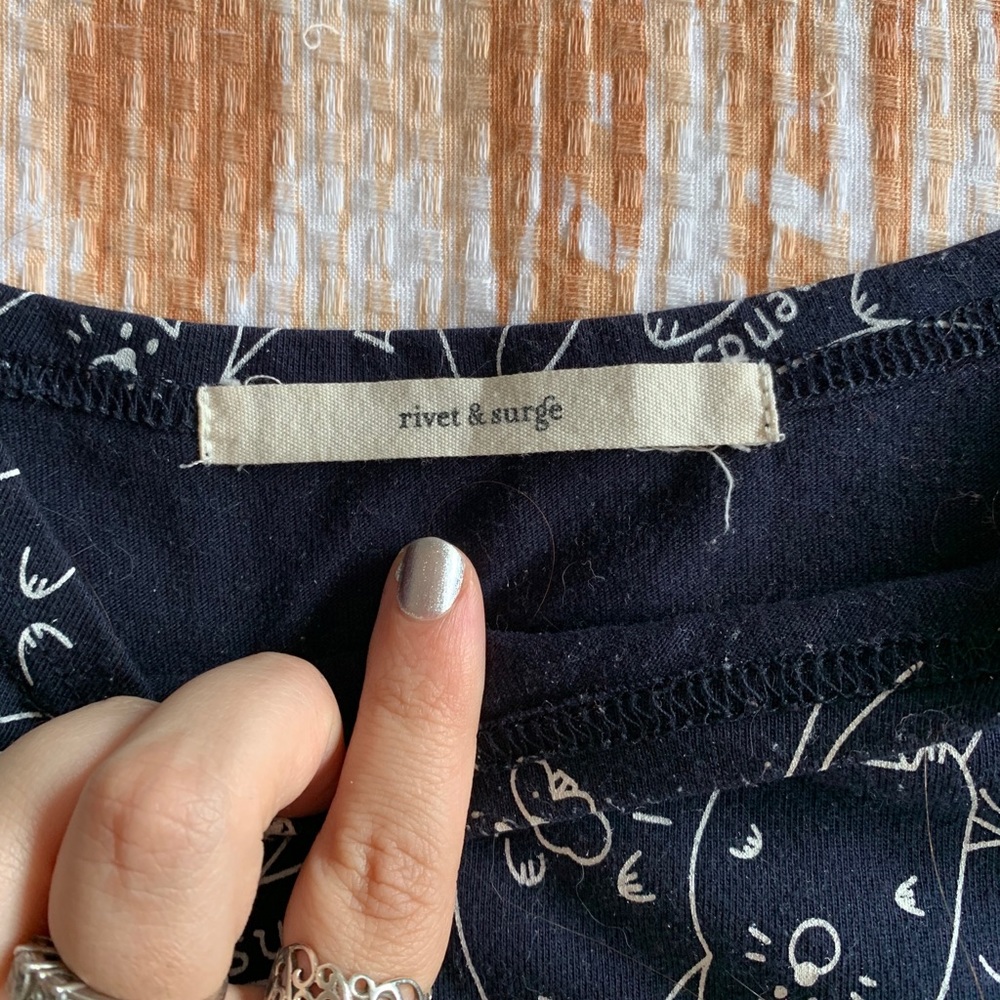 Navy Blue Rabbit Print Top - Picture 2 of 5